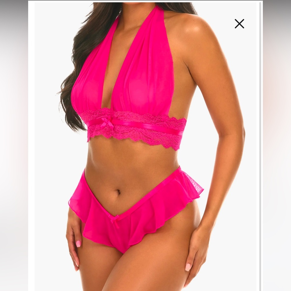 NWT Oh La La Cheri Maylah Lace Trim Bralette & Thong Set